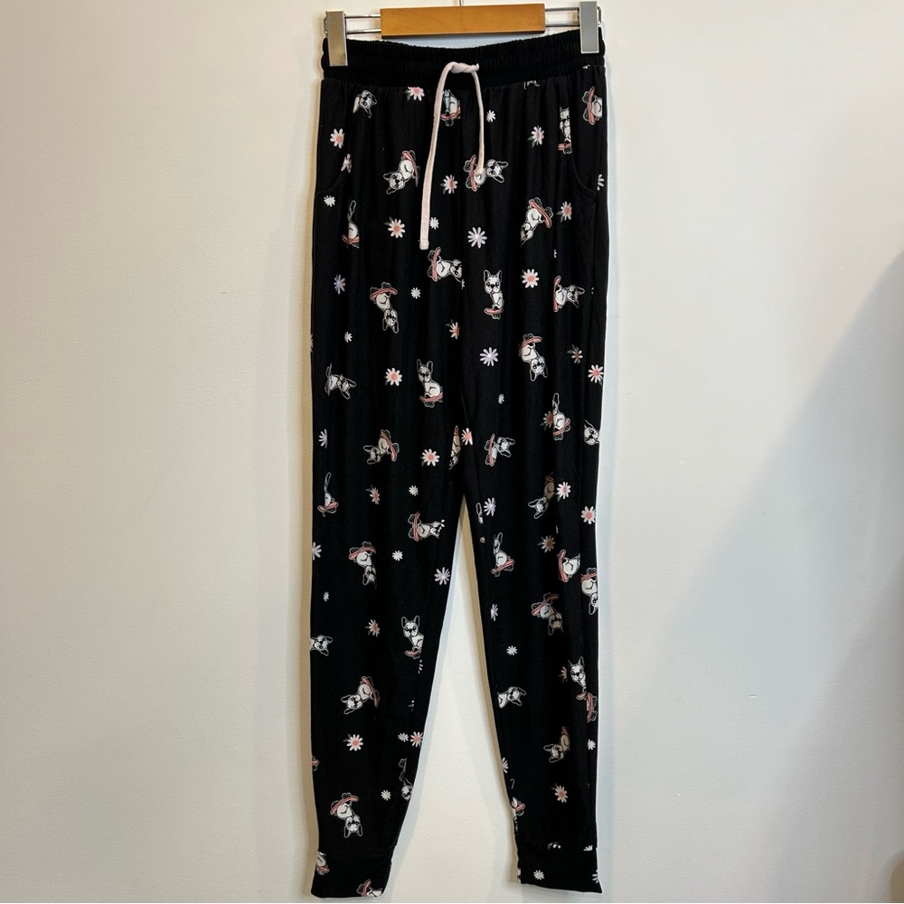 Ardene Rose + Vine French Bulldog Printed Super Soft Straight Leg PJ Pants